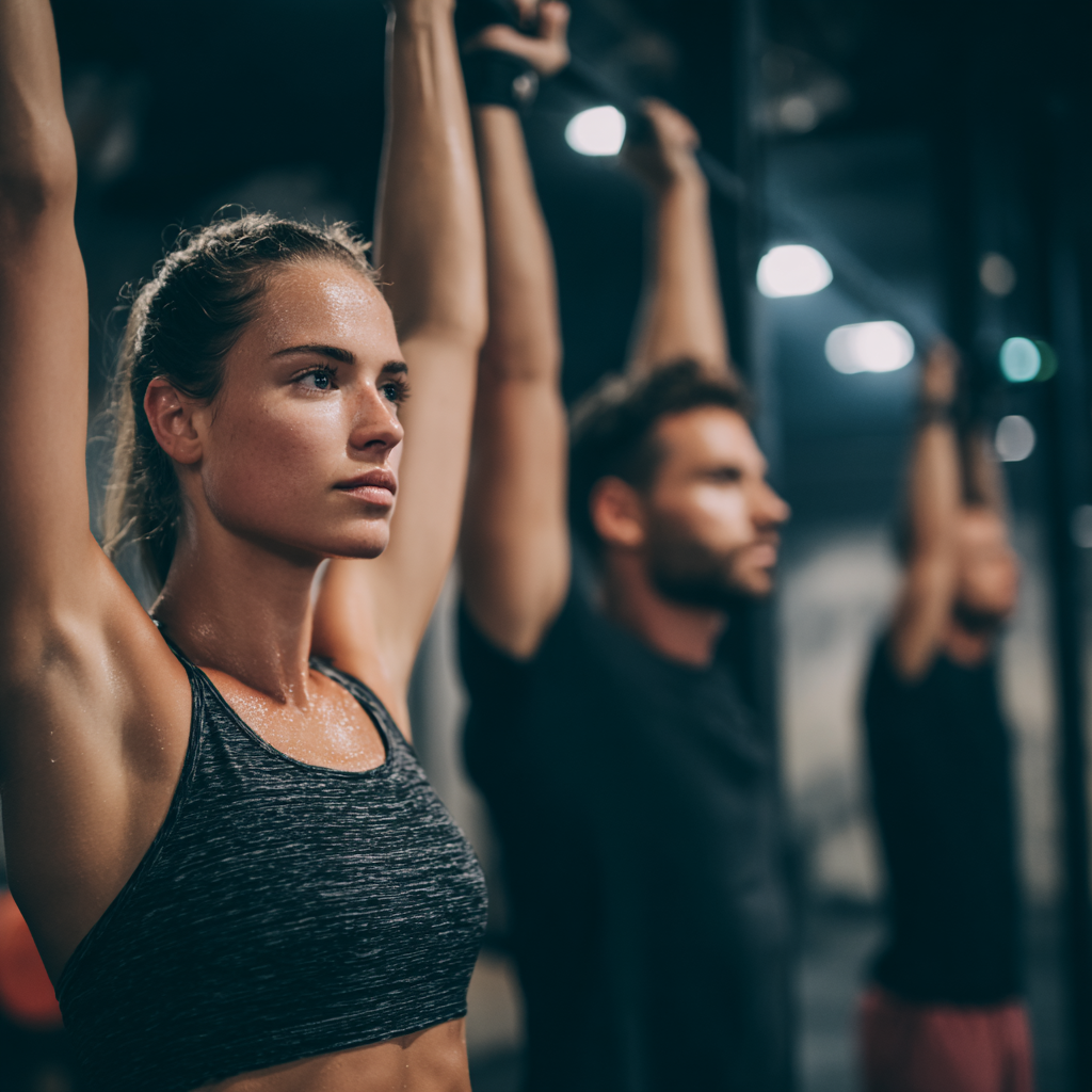 Skupina usmívajících se dospělých různého věku z Česka během fitness aktivity