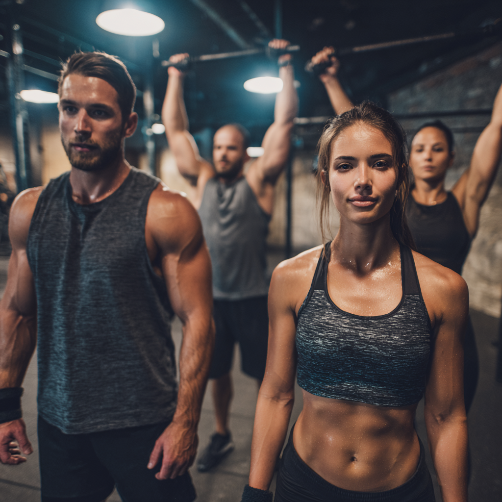 Energičtí a spokojení dospělí lidé různého věku z České republiky po úspěšném fitness tréninku